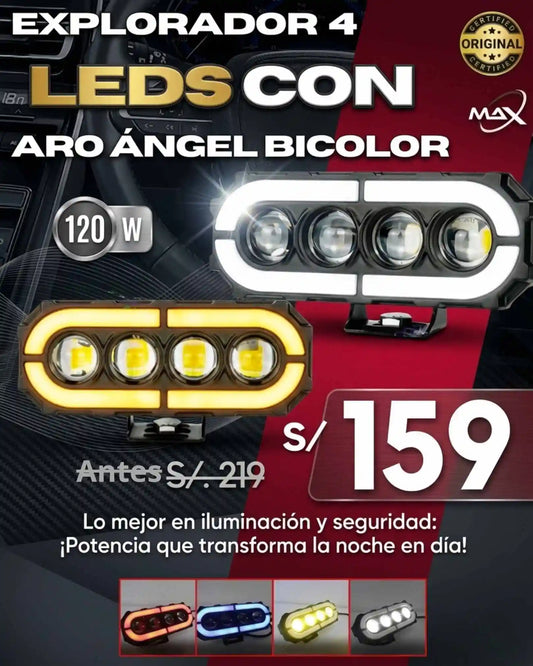 EXPLORADOR DE 4 LED CON ARO ÁNGEL BICOLOR