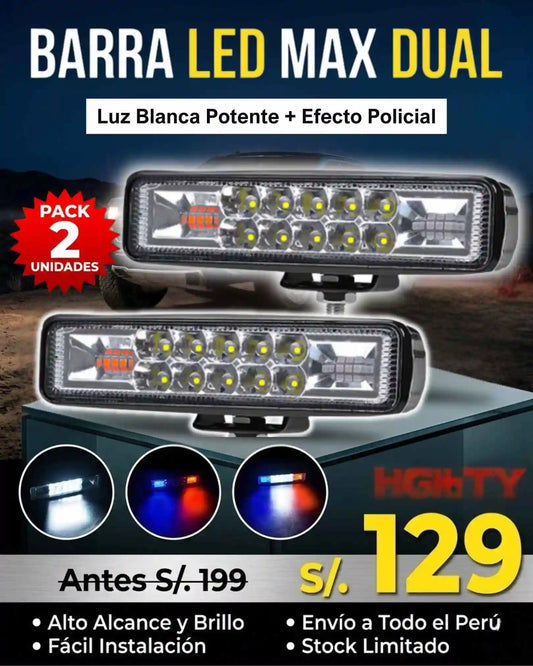 BARRA LED DE 6 PULGADAS (luz blanca fija con efecto policial)