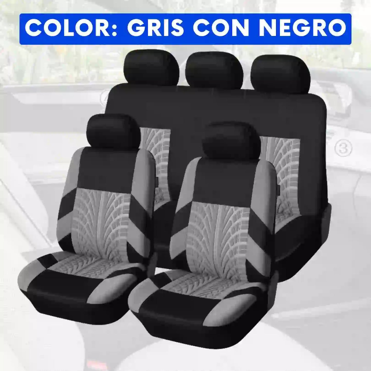 FUNDAS PARA ASIENTOS DE VEHÍCULO (SET DE 10 PIEZAS) T-RU