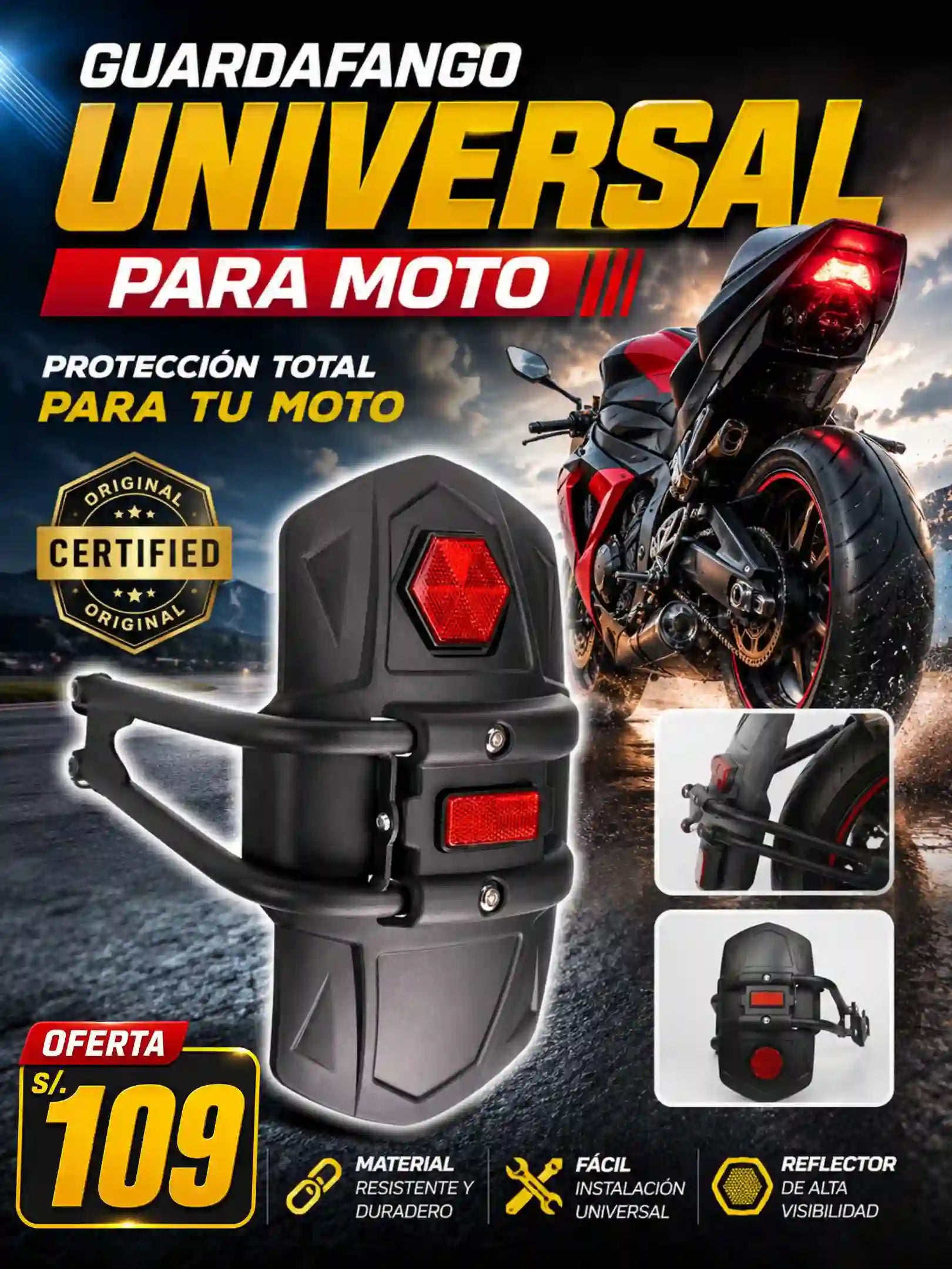 GUARDAFANGO UNIVERSAL PARA MOTO