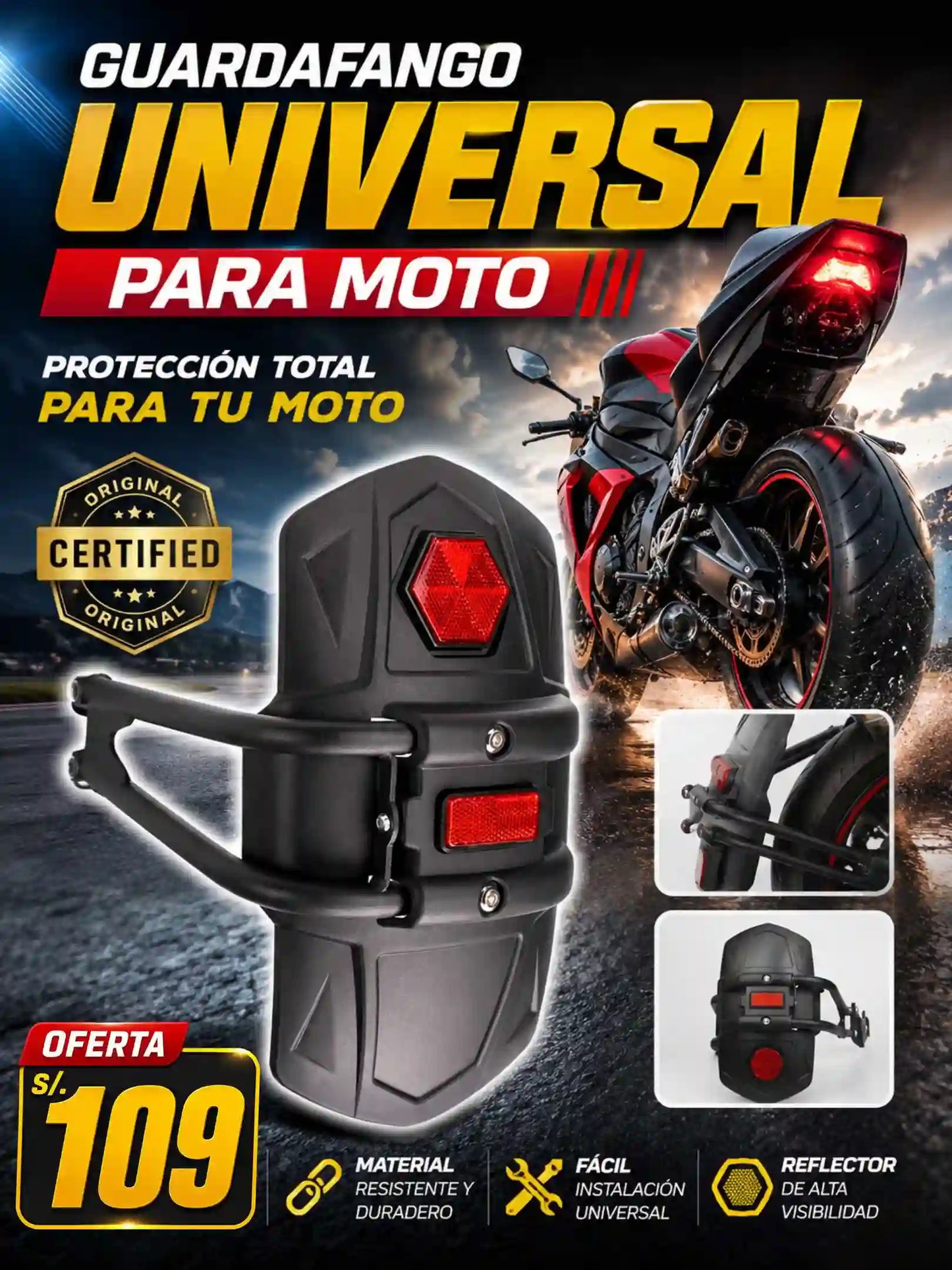 GUARDAFANGO UNIVERSAL PARA MOTO
