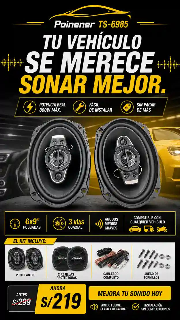 PARLANTES 6X9 PARA VEHÍCULOS DE 800 WATTS